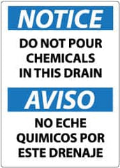NMC - "Notice - Do Not Pour Chemicals in This Drain", 14" Long x 10" Wide, Rigid Plastic Safety Sign - Rectangle, 0.05" Thick, Use for Hazardous Materials - Exact Tooling