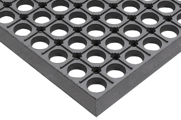 Wearwell - 10' Long x 3' Wide, Dry/Wet Environment, Anti-Fatigue Matting - Gray, CFR Rubber with Rubber Base, Beveled on 4 Sides - Exact Tooling