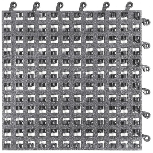 Wearwell - 18" Long x 18" Wide x 7/8" Thick, Anti-Fatigue Modular Matting Open Grid - Male & Female, 4 Interlocking Sides, Black, For Dry & Wet Areas, Series 561 - Exact Tooling