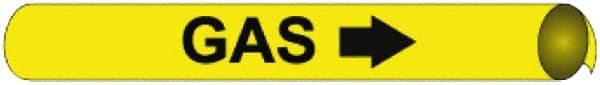 NMC - Pipe Marker with Gas Legend and Arrow Graphic - 4-5/8 to 5-7/8" Pipe Outside Diam, Black on Yellow - Exact Tooling