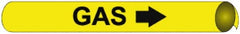 NMC - Pipe Marker with Gas Legend and Arrow Graphic - 8 to 10" Pipe Outside Diam, Black on Yellow - Exact Tooling