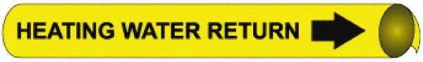 NMC - Pipe Marker with Heating Water Return Legend and Arrow Graphic - 10 to 10" Pipe Outside Diam, Black on Yellow - Exact Tooling