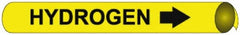 NMC - Pipe Marker with Hydrogen Legend and Arrow Graphic - 10 to 10" Pipe Outside Diam, Black on Yellow - Exact Tooling