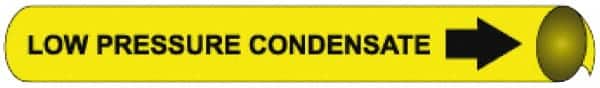 NMC - Pipe Marker with Low Pressure Condensate Legend and Arrow Graphic - 2-1/2 to 3-1/4" Pipe Outside Diam, Black on Yellow - Exact Tooling