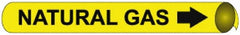 NMC - Pipe Marker with Natural Gas Legend and Arrow Graphic - 6 to 8" Pipe Outside Diam, Black on Yellow - Exact Tooling