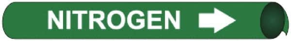 NMC - Pipe Marker with Nitrogen Legend and Arrow Graphic - 8 to 10" Pipe Outside Diam, White on Green - Exact Tooling