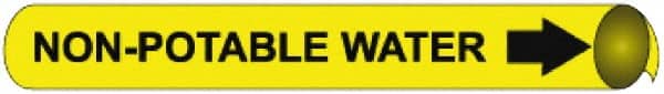 NMC - Pipe Marker with Non-Potable Water Legend and Arrow Graphic - 2-1/2 to 3-1/4" Pipe Outside Diam, Black on Yellow - Exact Tooling