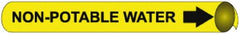 NMC - Pipe Marker with Non-Potable Water Legend and Arrow Graphic - 8 to 10" Pipe Outside Diam, Black on Yellow - Exact Tooling