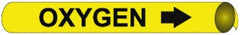 NMC - Pipe Marker with Oxygen Legend and Arrow Graphic - 4-5/8 to 5-7/8" Pipe Outside Diam, Black on Yellow - Exact Tooling
