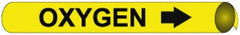 NMC - Pipe Marker with Oxygen Legend and Arrow Graphic - 2-1/2 to 3-1/4" Pipe Outside Diam, Black on Yellow - Exact Tooling