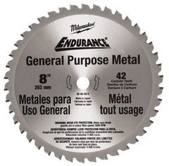 Milwaukee Tool - 8" Diam, 42 Tooth Wet & Dry Cut Saw Blade - Carbide-Tipped, Standard Round Arbor - Exact Tooling