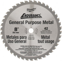 Milwaukee Tool - 8" Diam, 5/8" Arbor Hole Diam, 42 Tooth Wet & Dry Cut Saw Blade - Cermet-Tipped, Burr-Free, Clean, Smooth Action, Standard Round Arbor - Exact Tooling