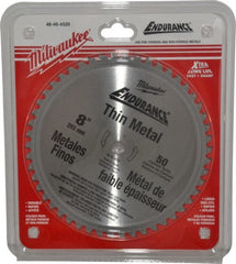 Milwaukee Tool - 8" Diam, 5/8" Arbor Hole Diam, 50 Tooth Wet & Dry Cut Saw Blade - Cermet-Tipped, Burr-Free, Clean, Smooth Action, Standard Round Arbor - Exact Tooling