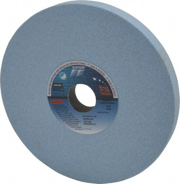 Norton - 8" Diam x 1-1/4" Hole x 3/4" Thick, I Hardness, 60 Grit Surface Grinding Wheel - Ceramic, Type 1, Medium Grade, 3,600 Max RPM, Vitrified Bond, No Recess - Exact Tooling