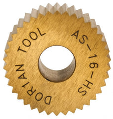 Dorian Tool - 3/4" Diam, 90° Tooth Angle, 16 TPI, Standard (Shape), Form Type High Speed Steel Straight Knurl Wheel - 3/8" Face Width, 1/4" Hole, Circular Pitch, Bright Finish, Series A - Exact Tooling