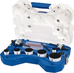 Lenox - 10 Piece, 7/8" to 2-1/2" Saw Diam, Electrician's Hole Saw Kit - Bi-Metal, Pilot Drill Model No. 4321, Includes 6 Hole Saws - Exact Tooling
