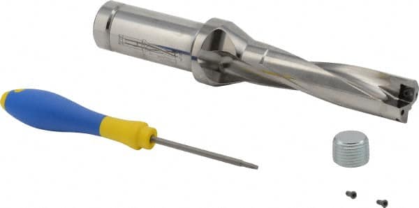 Iscar - 4-1/4" Max Drill Depth, 4xD, 1-1/16" Diam, Indexable Insert Drill - 2 Inserts, 1-1/4" Shank Diam, Straight Shank - Exact Tooling
