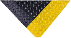 Wearwell - 75' Long x 5' Wide, Dry Environment, Anti-Fatigue Matting - Black with Yellow Borders, Vinyl with Nitrile Blend Base, Beveled on 4 Sides - Exact Tooling