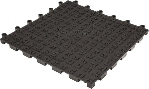Wearwell - 18" Long x 18" Wide x 7/8" Thick, Anti-Fatigue Modular Matting Solid Grid - 4 Interlocking Sides, Black, For Dry Areas, Series 562 - Exact Tooling