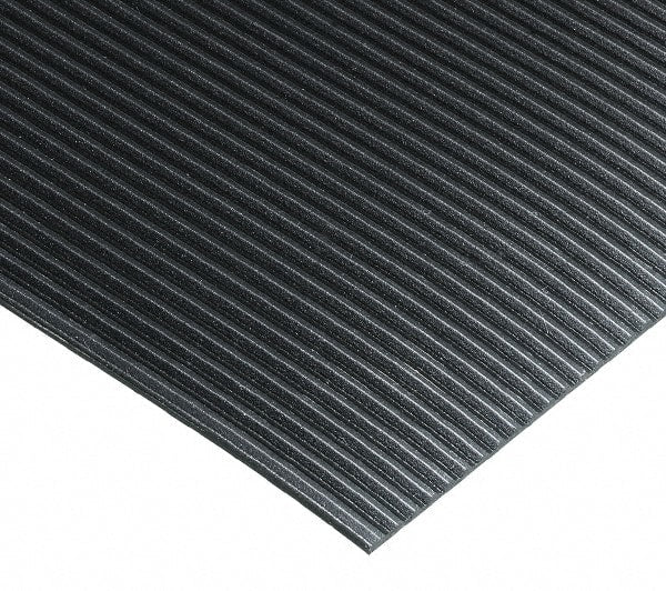 Wearwell - 75 Ft. Long x 3 Ft. Wide x 3/8 Inch Thick, Vinyl, Ribbed Surface Switchboard Matting - 40,000 V Max Dielectric Strength, 26,500 V Max Recommended Use, Black - Exact Tooling