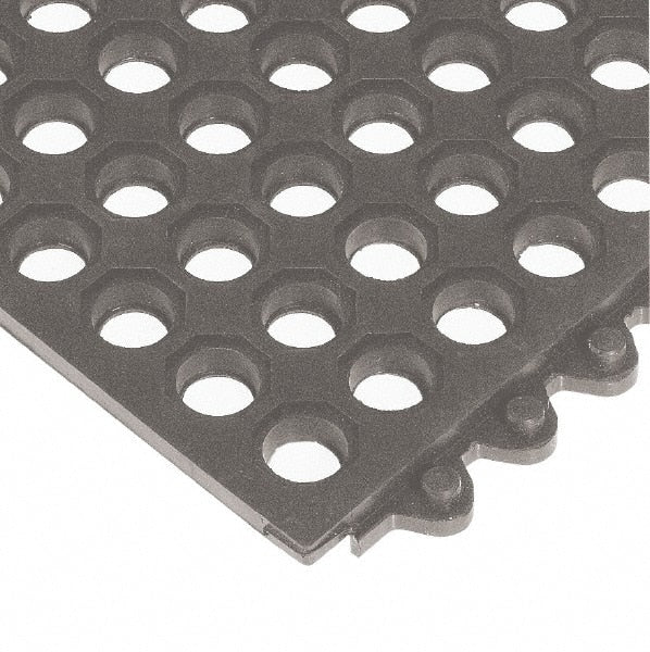 Wearwell - 3' Long x 3' Wide x 5/8" Thick, Anti-Fatigue Modular Matting Tiles - Black, For Dry & Wet Areas, Series 572 - Exact Tooling