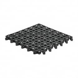 Wearwell - 18" Long x 18" Wide x 7/8" Thick, Anti-Fatigue Modular Matting Open Grid - Male & Female, 4 Interlocking Sides, Black, For Dry & Wet Areas, Series 560 - Exact Tooling
