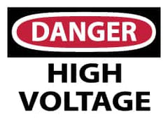 NMC - Accident Prevention Label, Header: DANGER - Legend: Danger - High Voltage, English, Red, Black & White, 5" Long x 3" High, Sign Muscle Finish - Exact Tooling