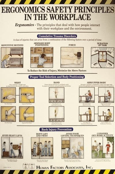 NMC - 24" Wide x 36" High Laminated Paper Ergonomics Information Poster - English - Exact Tooling