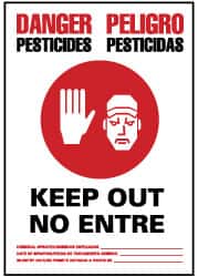 NMC - "Danger - Pesticides - Keep Out - No Enter", 20" Long x 14" Wide, Aluminum Safety Sign - Rectangle, 0.04" Thick, Use for Security & Admittance - Exact Tooling