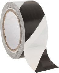 NMC - Black & White Striped Vinyl Tape - 2" Wide x 108' Long x 0.002" Thick, General Traffic - Exact Tooling