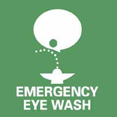 NMC - First Aid Label - Legend: Emergency Eye Wash, English, Green & White, 4" Long x 4" High, Sign Muscle Finish - Exact Tooling