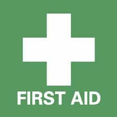 NMC - First Aid Label - Legend: First Aid, English, Green & White, 4" Long x 4" High, Sign Muscle Finish - Exact Tooling