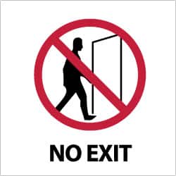 NMC - No Exit, Pressure Sensitive Vinyl Exit Sign - 4" Wide x 4" High - Exact Tooling