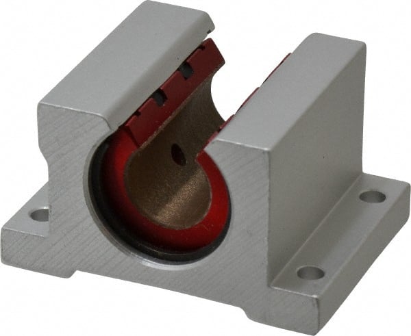 Pacific Bearing - 1/2" ID, 2" OAW x 1.688" OAL x 1-5/8" OAH Open Pillow Block - 975 Lb Static Cap, 1.688" Btw Mnt Hole Ctrs, 0.687" Base-to-Ctr Ht, Aluminum - Exact Tooling