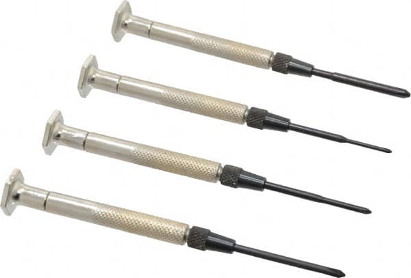 Moody Tools - 4 Piece Phillips Screwdriver Set - Bit Sizes: Philips #000 to #1 - Exact Tooling