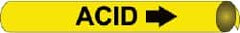 NMC - Pipe Marker with Acid Legend and Arrow Graphic - 8 to 10" Pipe Outside Diam, Black on Yellow - Exact Tooling