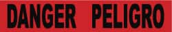 NMC - 1,000' Long x 3" Wide Roll, Polyethylene, Red Barricade Tape - Message: Danger - Exact Tooling