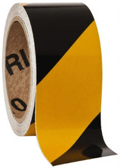 NMC - Black & Yellow Striped Vinyl Tape - 2" Wide x 30' Long x 0.002" Thick, General Traffic - Exact Tooling