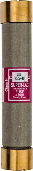 Cooper Bussmann - 600 VAC, 40 Amp, Time Delay Renewable Fuse - Fuse Holder Mount, 5-1/2" OAL, 10 (RMS) kA Rating, 1-1/16" Diam - Exact Tooling