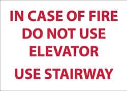 NMC - In Case of Fire - Do Not Use Elevator - Use Stairway, Plastic Fire and Exit Sign - 14" Wide x 10" High - Exact Tooling