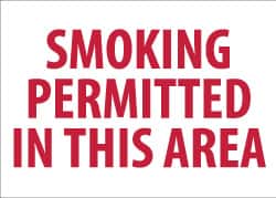 NMC - "Smoking Permitted in This Area", 10" Long x 14" Wide, Rigid Plastic Safety Sign - Rectangle, 0.05" Thick, Use for Smoking Regulations - Exact Tooling