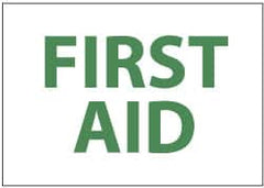 NMC - "First Aid", 7" Long x 10" Wide, Pressure-Sensitive Vinyl Safety Sign - Rectangle, 0.004" Thick, Use for First Aid - Exact Tooling