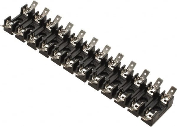 Cooper Bussmann - 12 Pole, 300 VAC/VDC, 30 Amp, Bolt-in Fuse Block - 1/4 Inch Diameter x 1-1/4 Inch Fuse Length, 2 Inch Long x 7-3/8 Inch Wide x 14.3mm High Block, 266°F - Exact Tooling