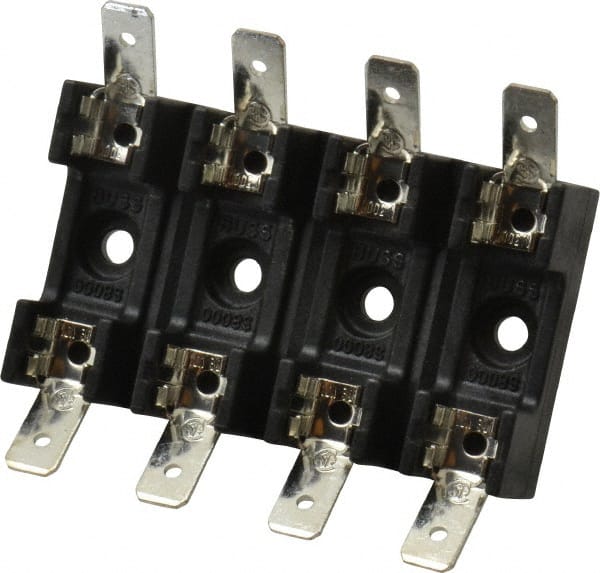 Cooper Bussmann - 4 Pole, 300 VAC/VDC, 30 Amp, Bolt-in Fuse Block - 1/4 Inch Diameter x 1-1/4 Inch Fuse Length, 2 Inch Long x 2-3/8 Inch Wide x 14.3mm High Block, 266°F - Exact Tooling