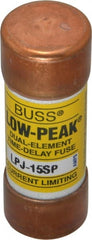 Cooper Bussmann - 300 VDC, 600 VAC, 15 Amp, Time Delay General Purpose Fuse - Fuse Holder Mount, 2-1/4" OAL, 100 at DC, 300 at AC (RMS) kA Rating, 13/16" Diam - Exact Tooling