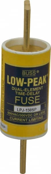 Cooper Bussmann - 300 VDC, 600 VAC, 150 Amp, Time Delay General Purpose Fuse - Bolt-on Mount, 5-3/4" OAL, 100 at DC, 300 at AC (RMS) kA Rating, 1-5/8" Diam - Exact Tooling