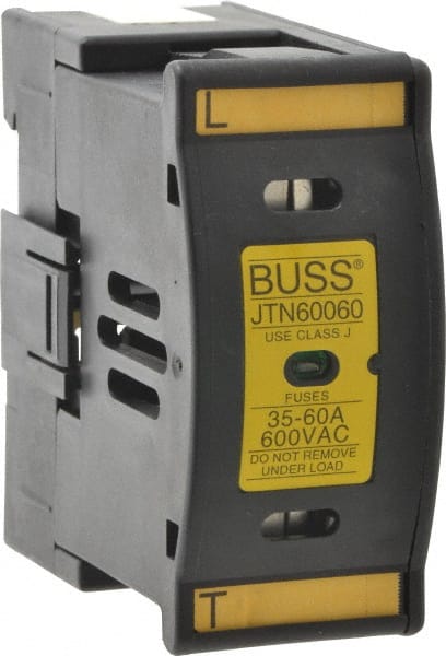 Cooper Bussmann - 1 Pole, 600 VAC/VDC, 60 Amp, DIN Rail Mount Fuse Holder - Compatible with J Class, 1.52 Inch Wide Fuse - Exact Tooling