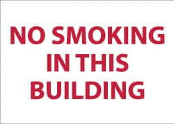 NMC - "No Smoking in This Building", 10" Long x 14" Wide, Rigid Plastic Safety Sign - Rectangle, 0.05" Thick, Use for Smoking Regulations - Exact Tooling