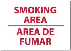 NMC - "Smoking Area", 10" Long x 14" Wide, Rigid Plastic Safety Sign - Rectangle, 0.05" Thick, Use for Smoking Regulations - Exact Tooling