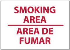 NMC - "Smoking Area", 10" Long x 14" Wide, Pressure-Sensitive Vinyl Safety Sign - Rectangle, 0.004" Thick, Use for Smoking Regulations - Exact Tooling
